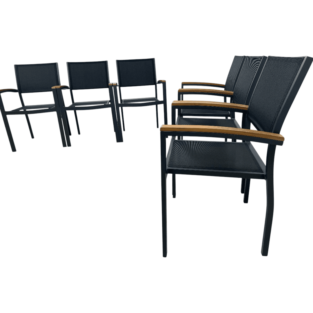 Safavieh Kaelan Stackable Chair - Black/Brown (Set of 6) - Thumbnail 15