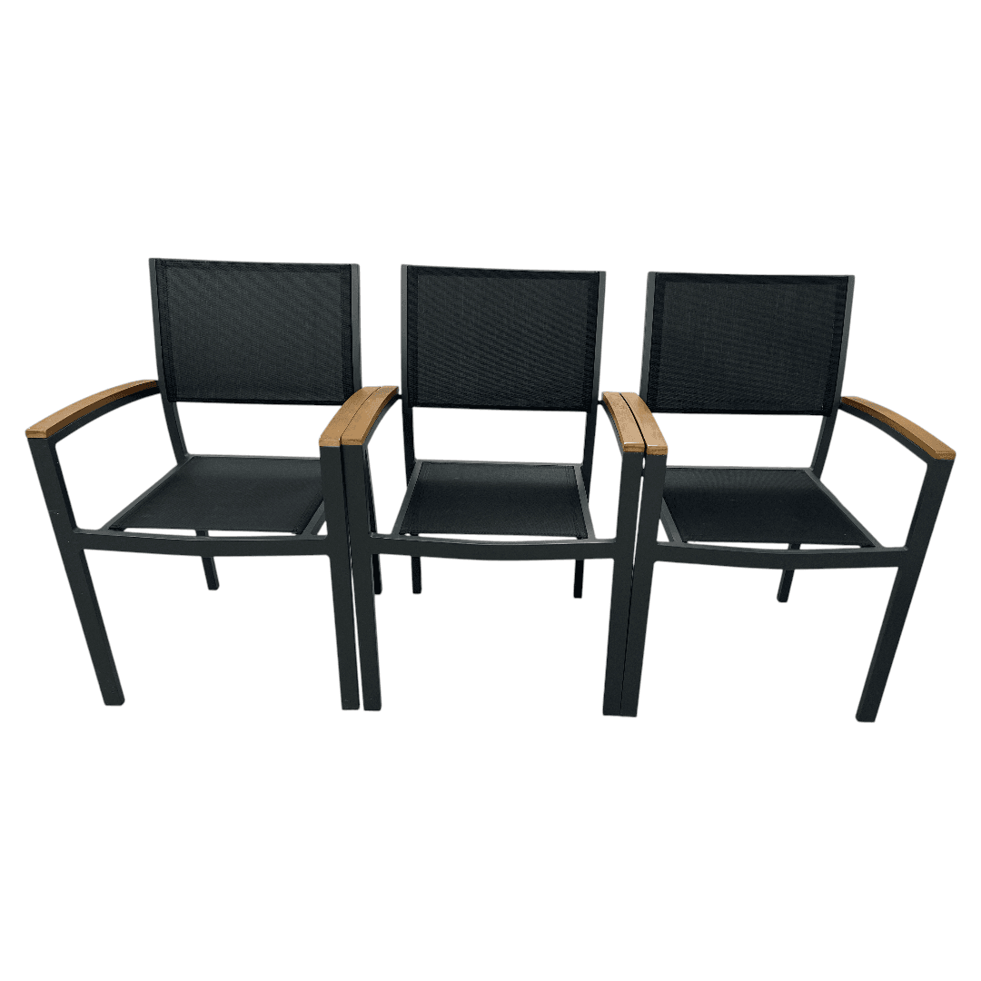 Safavieh Kaelan Stackable Chair - Black/Brown (Set of 6) - Thumbnail 10