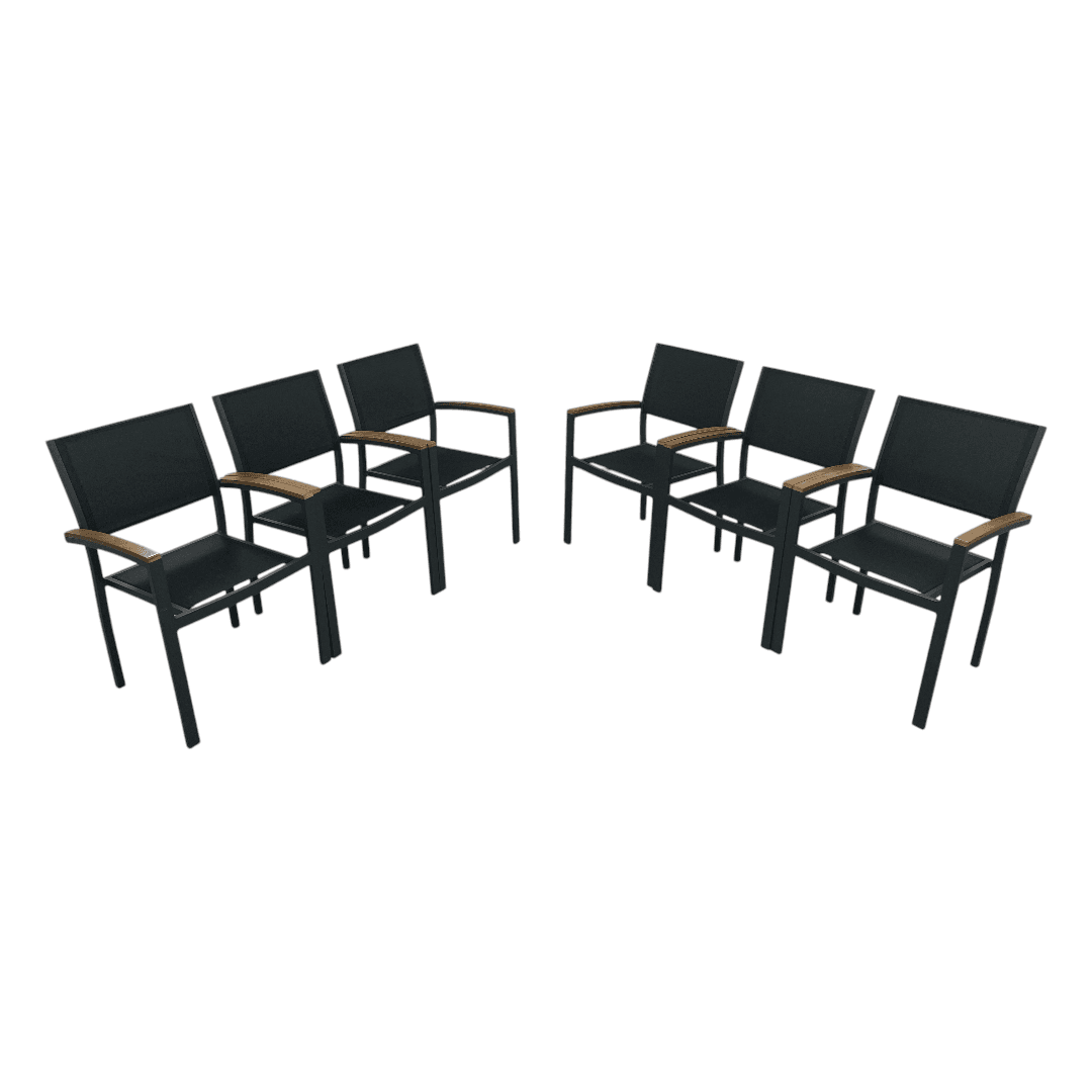 Safavieh Kaelan Stackable Chair - Black/Brown (Set of 6) - Thumbnail 2