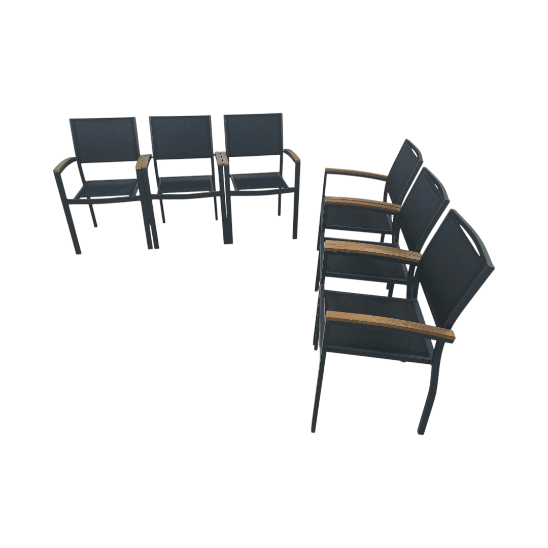 Safavieh Kaelan Stackable Chair - Black/Brown (Set of 6) - Thumbnail 4
