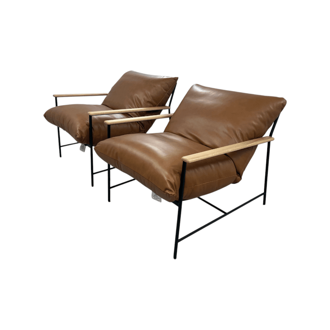 Denver Modern Vail Lounge Chair Set of 2 - Saddle Leather - Thumbnail 7