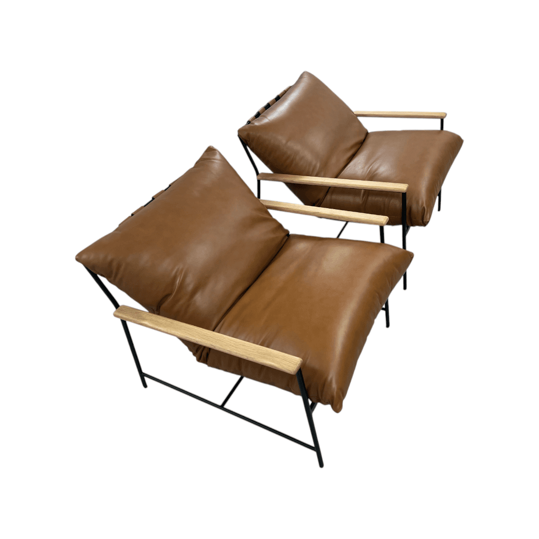 Denver Modern Vail Lounge Chair Set of 2 - Saddle Leather - Thumbnail 9