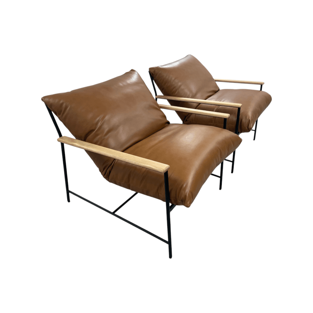 Denver Modern Vail Lounge Chair Set of 2 - Saddle Leather - Thumbnail 10