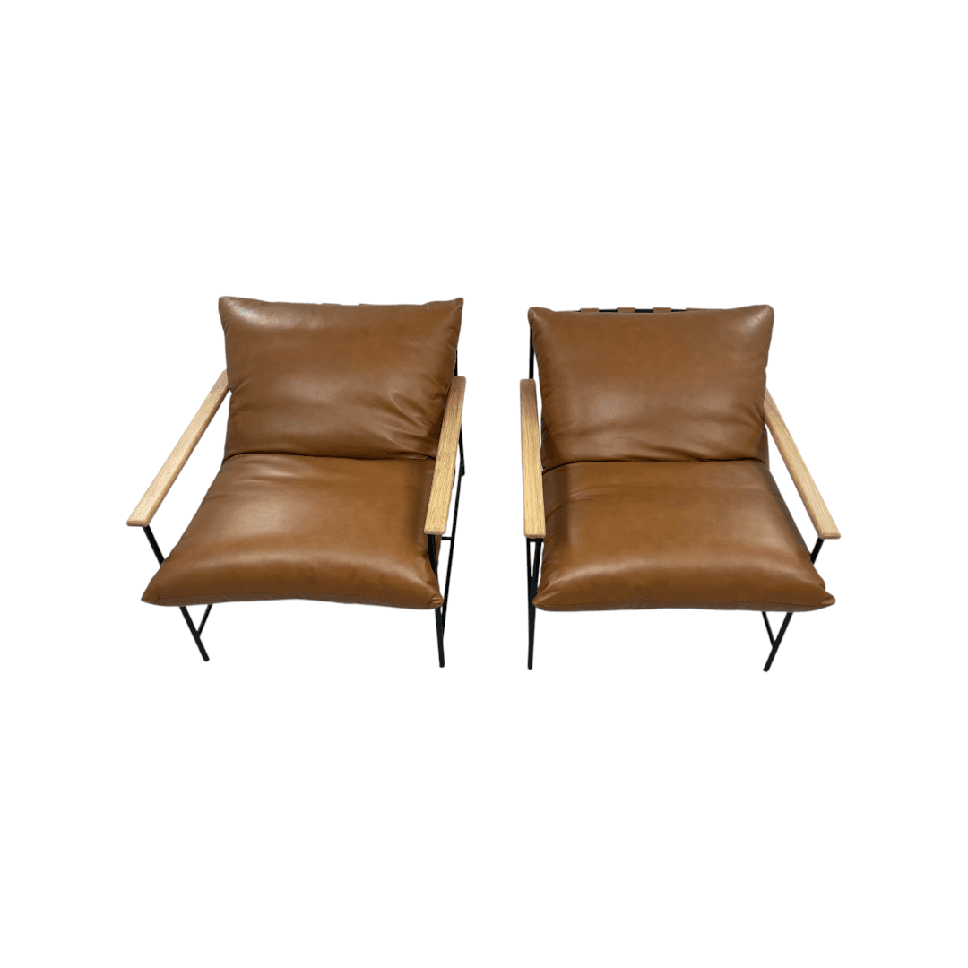 Denver Modern Vail Lounge Chair Set of 2 - Saddle Leather - Thumbnail 11