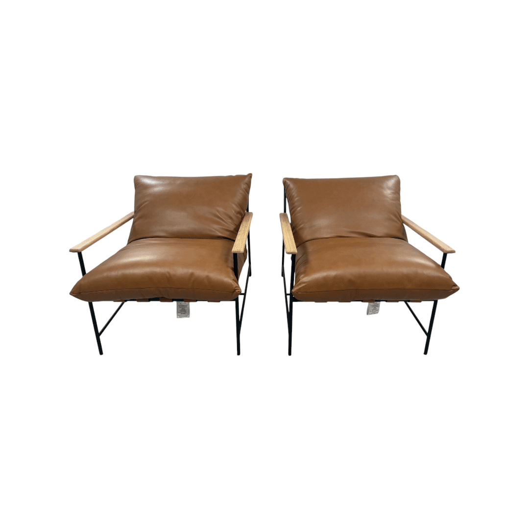 Denver Modern Vail Lounge Chair Set of 2 - Saddle Leather - Thumbnail 4