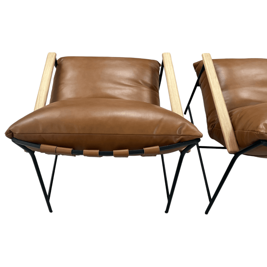 Denver Modern Vail Lounge Chair Set of 2 - Saddle Leather - Thumbnail 13