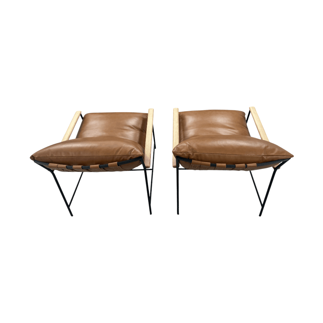 Denver Modern Vail Lounge Chair Set of 2 - Saddle Leather - Thumbnail 12
