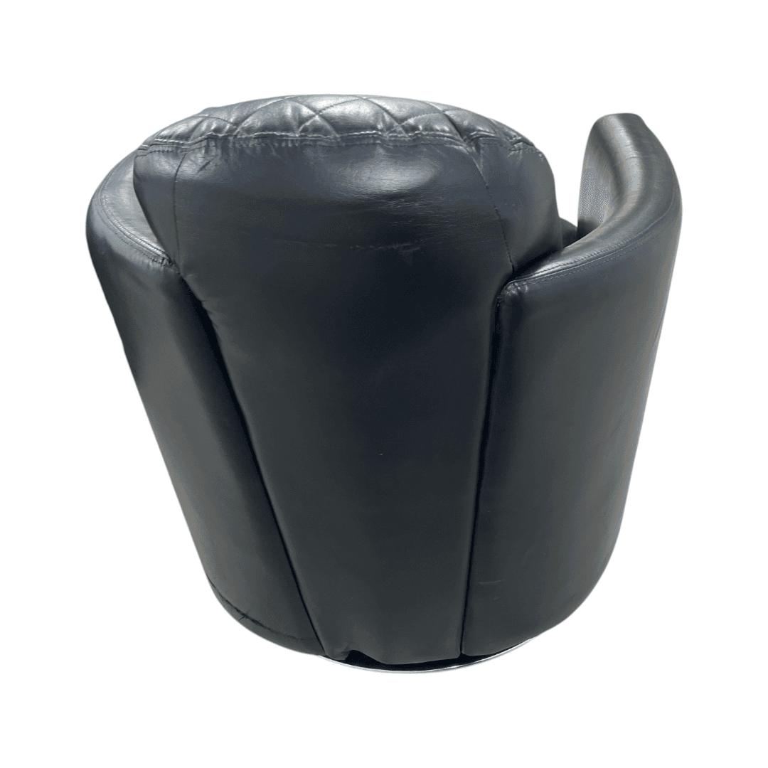 Modern Swivel Rocker Accent Chair Armchair Round Swivel Barrel Chair, 360° Rotating and Glide Back and Forth, Black PU Leather Set of 2 - Thumbnail 11