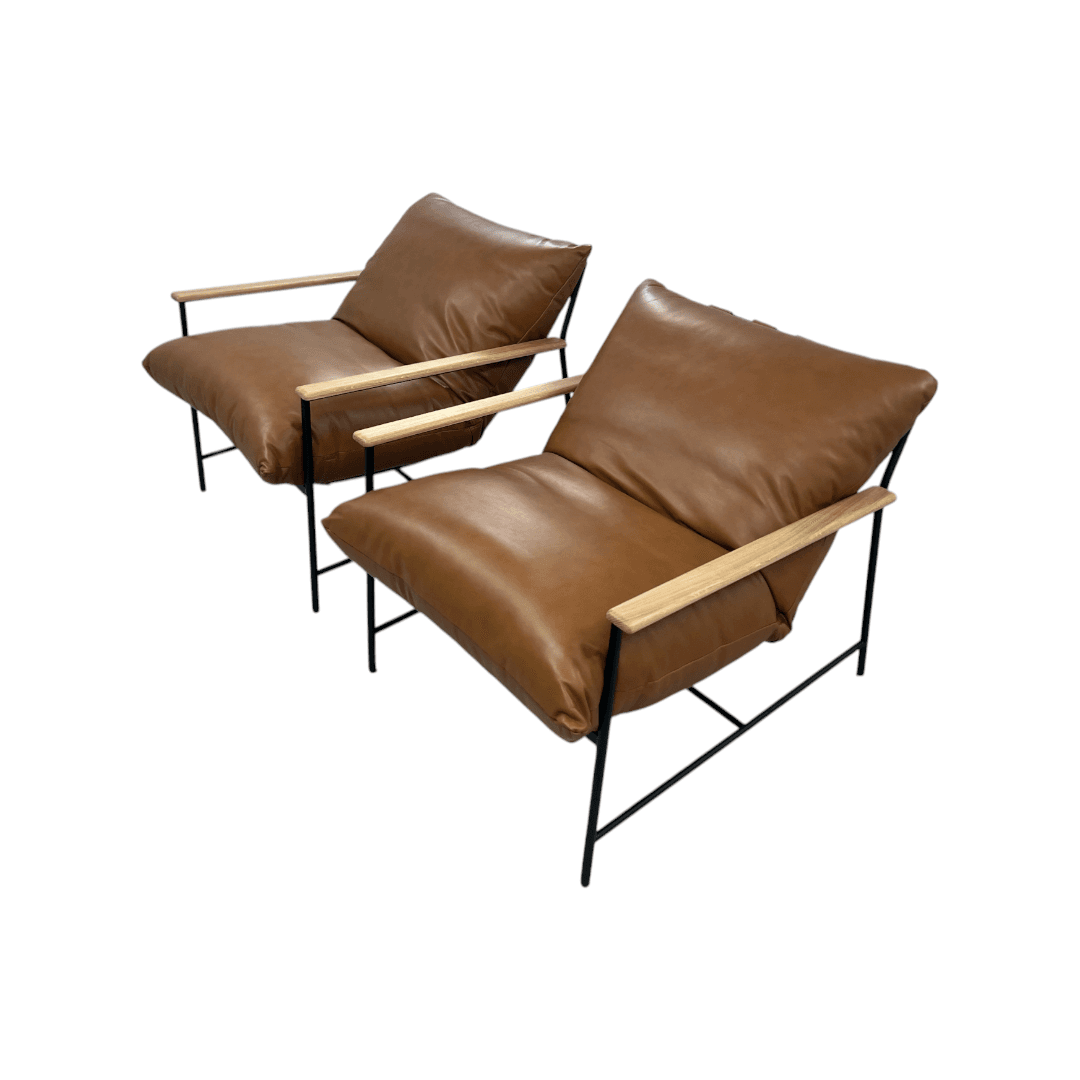 Denver Modern Vail Lounge Chair Set of 2 - Saddle Leather - Thumbnail 5