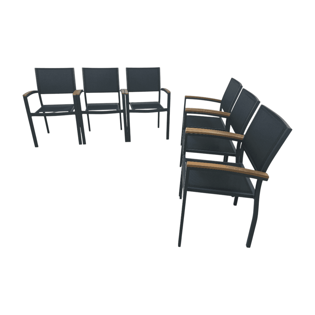 Safavieh Kaelan Stackable Chair - Black/Brown (Set of 6) - Thumbnail 5