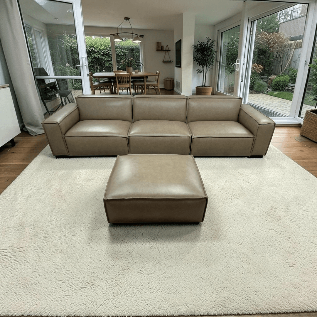 Castlery Jonathan Extended Sofa with Ottoman - Warm Taupe - Image 1