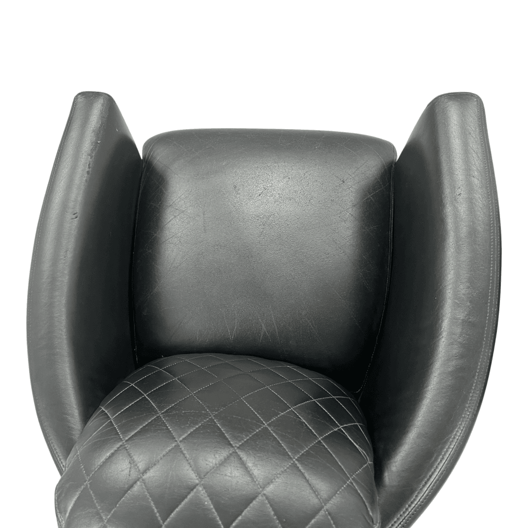 Modern Swivel Rocker Accent Chair Armchair Round Swivel Barrel Chair, 360° Rotating and Glide Back and Forth, Black PU Leather Set of 2 - Thumbnail 16
