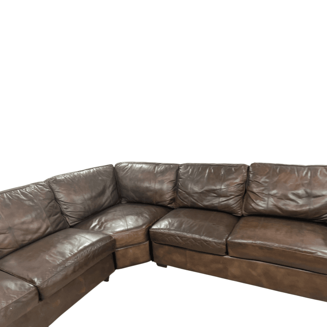 Raymour & Flanigan Dark Brown Leather Sectional Couch - Thumbnail 13