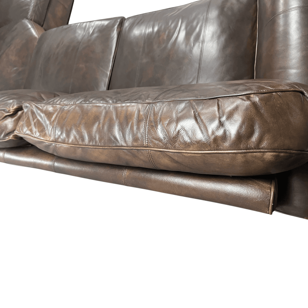 Raymour & Flanigan Dark Brown Leather Sectional Couch - Thumbnail 18