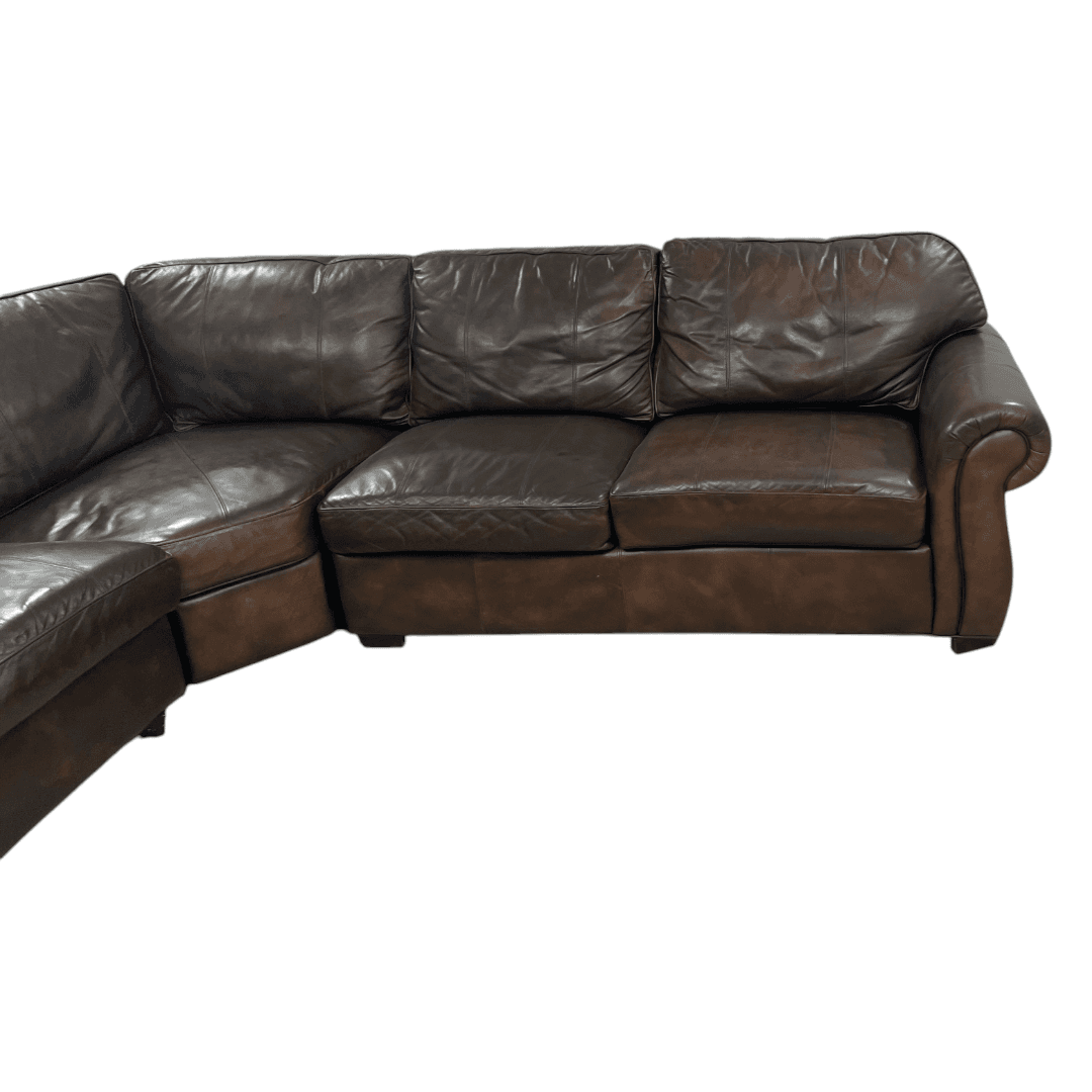 Raymour & Flanigan Dark Brown Leather Sectional Couch - Thumbnail 12