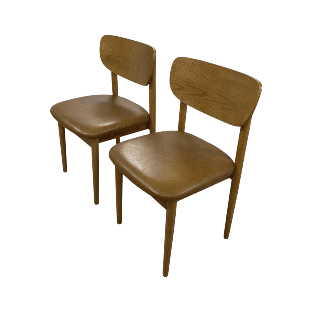 Burrow Haiku Dining Chairs - Camel Leather/Oak (Set of 2) - Thumbnail 5