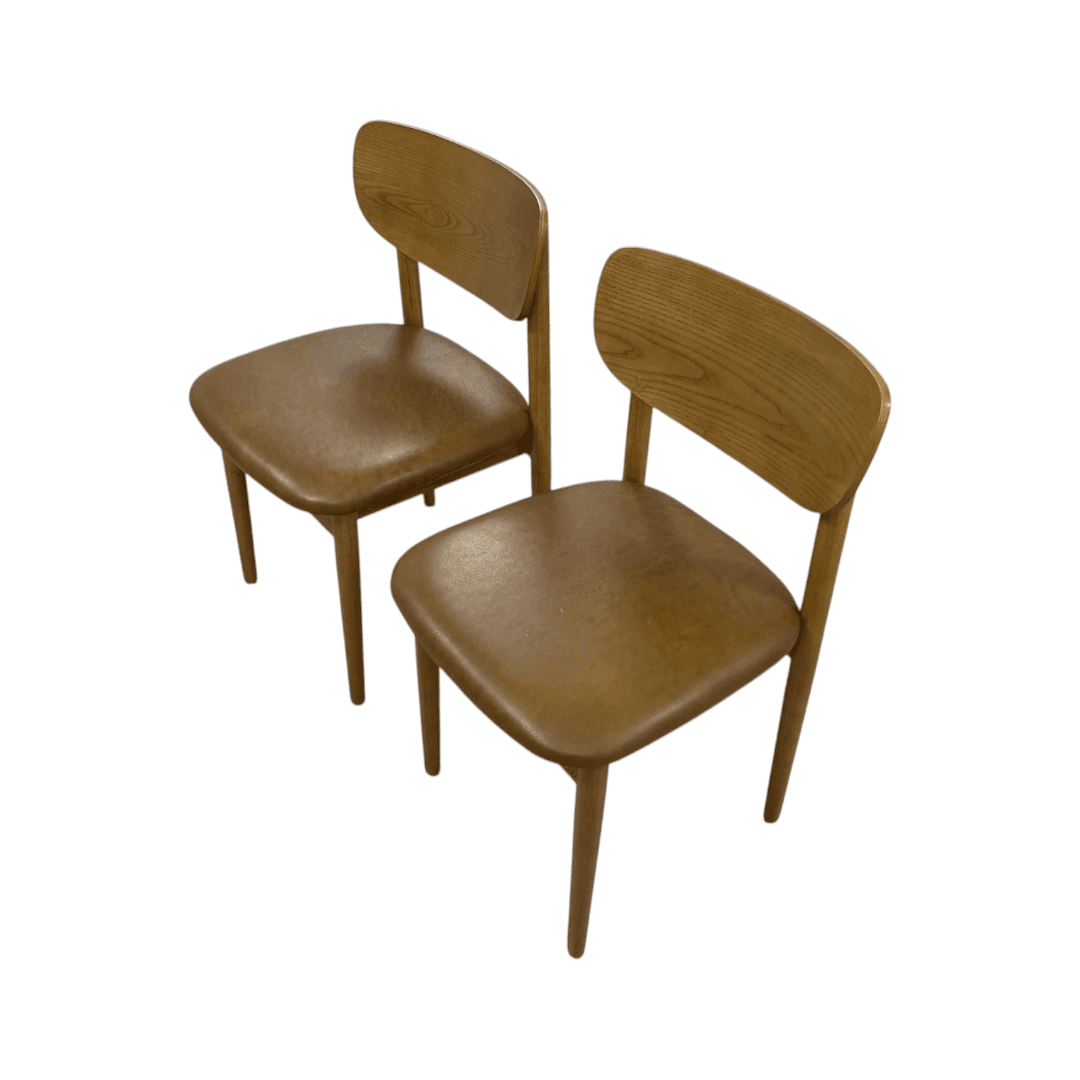 Burrow Haiku Dining Chairs - Camel Leather/Oak (Set of 2) - Thumbnail 4