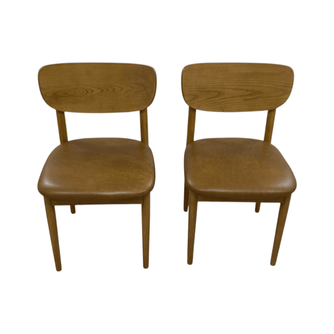 Burrow Haiku Dining Chairs - Camel Leather/Oak (Set of 2) - Thumbnail 2