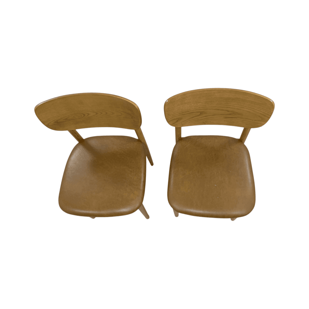 Burrow Haiku Dining Chairs - Camel Leather/Oak (Set of 2) - Thumbnail 6