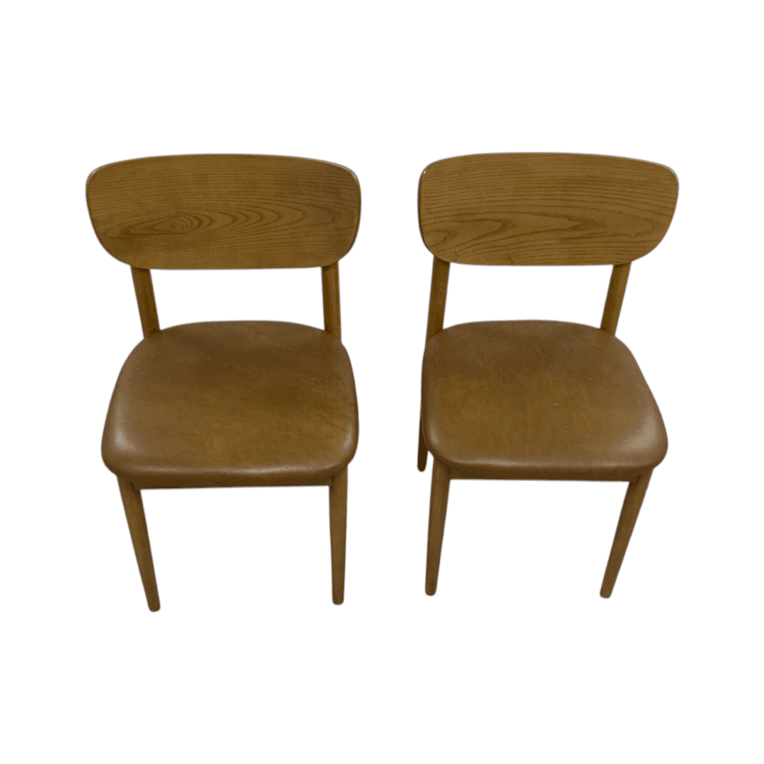 Burrow Haiku Dining Chairs - Camel Leather/Oak (Set of 2) - Thumbnail 3