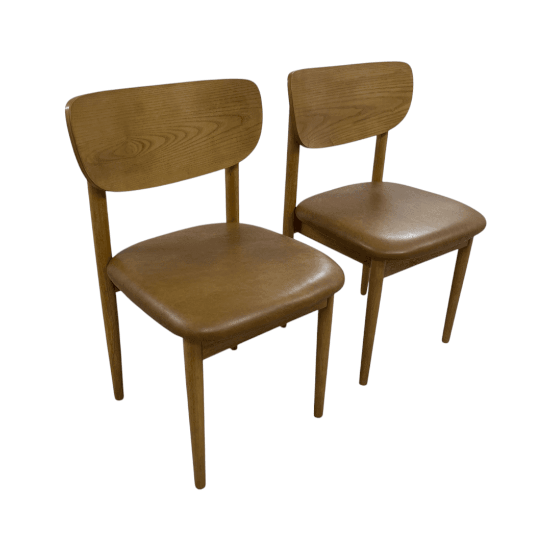 Burrow Haiku Dining Chairs - Camel Leather/Oak (Set of 2) - Thumbnail 8