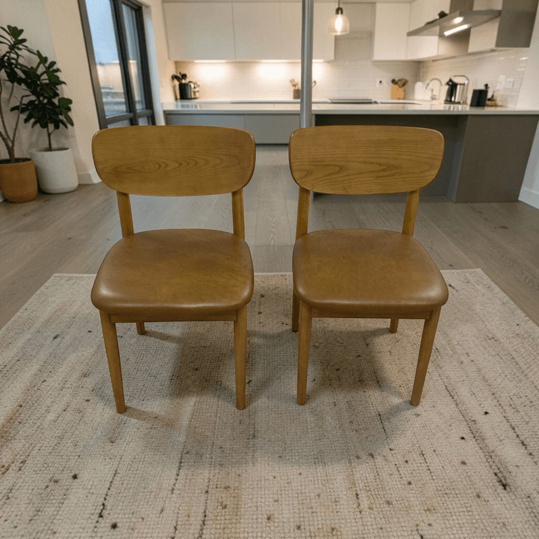 Burrow Haiku Dining Chairs - Camel Leather/Oak (Set of 2) - Image 1