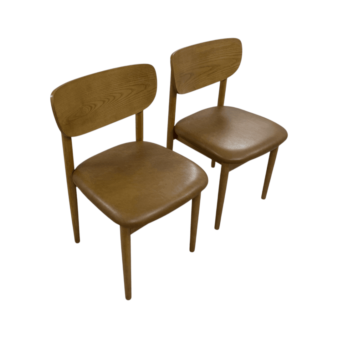 Burrow Haiku Dining Chairs - Camel Leather/Oak (Set of 2) - Thumbnail 7