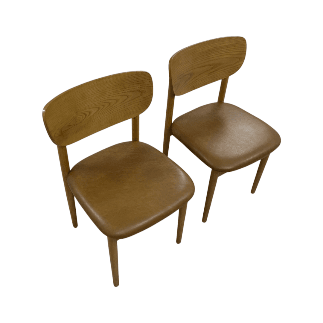 Burrow Haiku Dining Chairs - Camel Leather/Oak (Set of 2) - Thumbnail 9