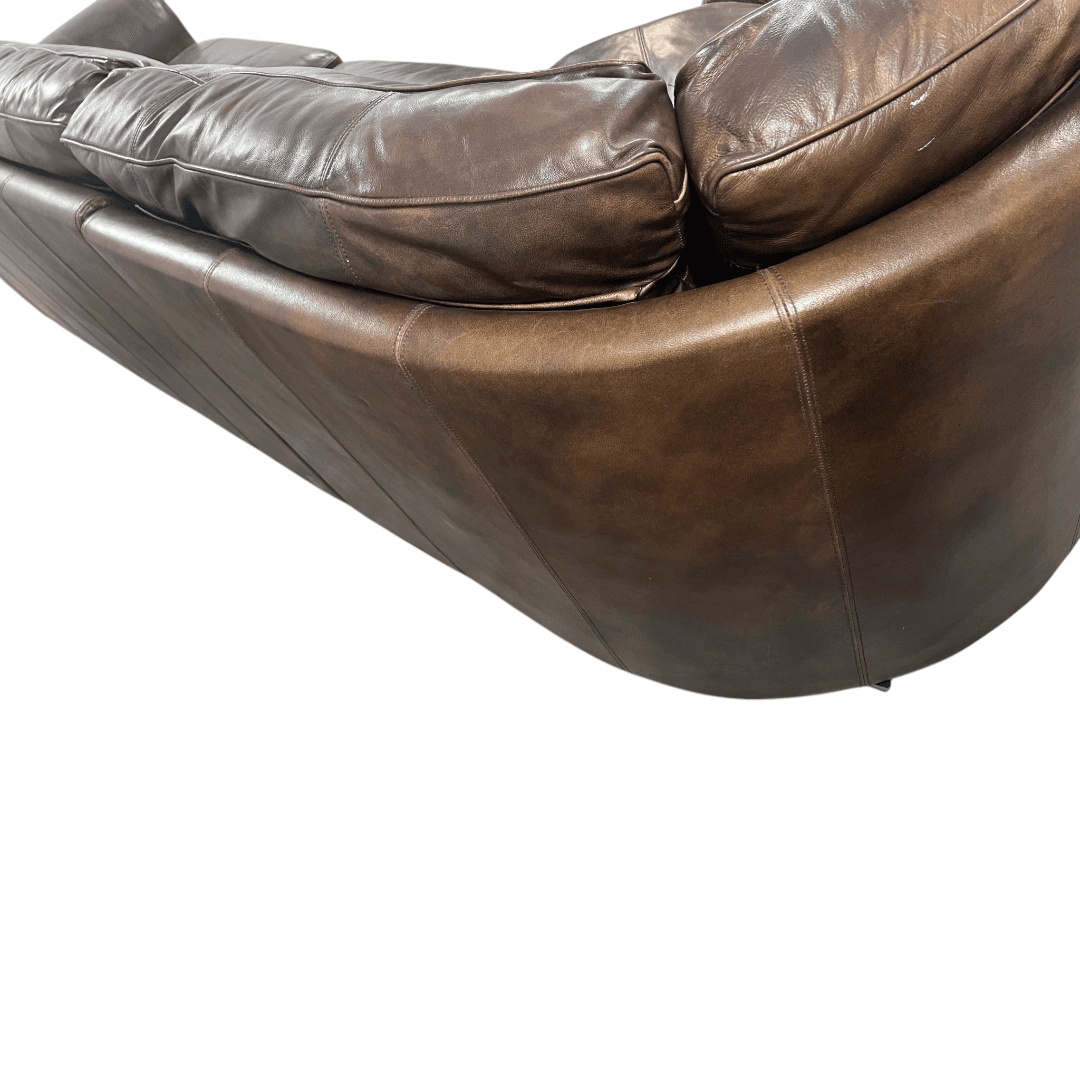 Raymour & Flanigan Dark Brown Leather Sectional Couch - Thumbnail 23