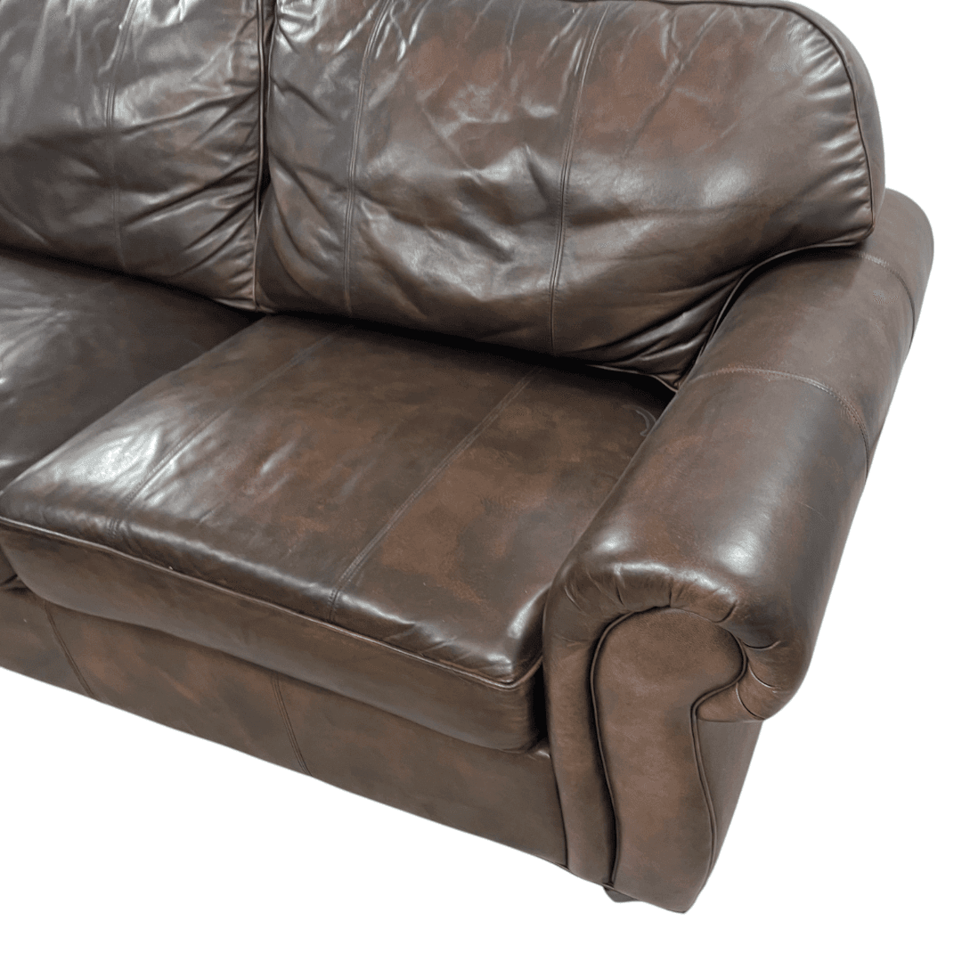 Raymour & Flanigan Dark Brown Leather Sectional Couch - Thumbnail 33