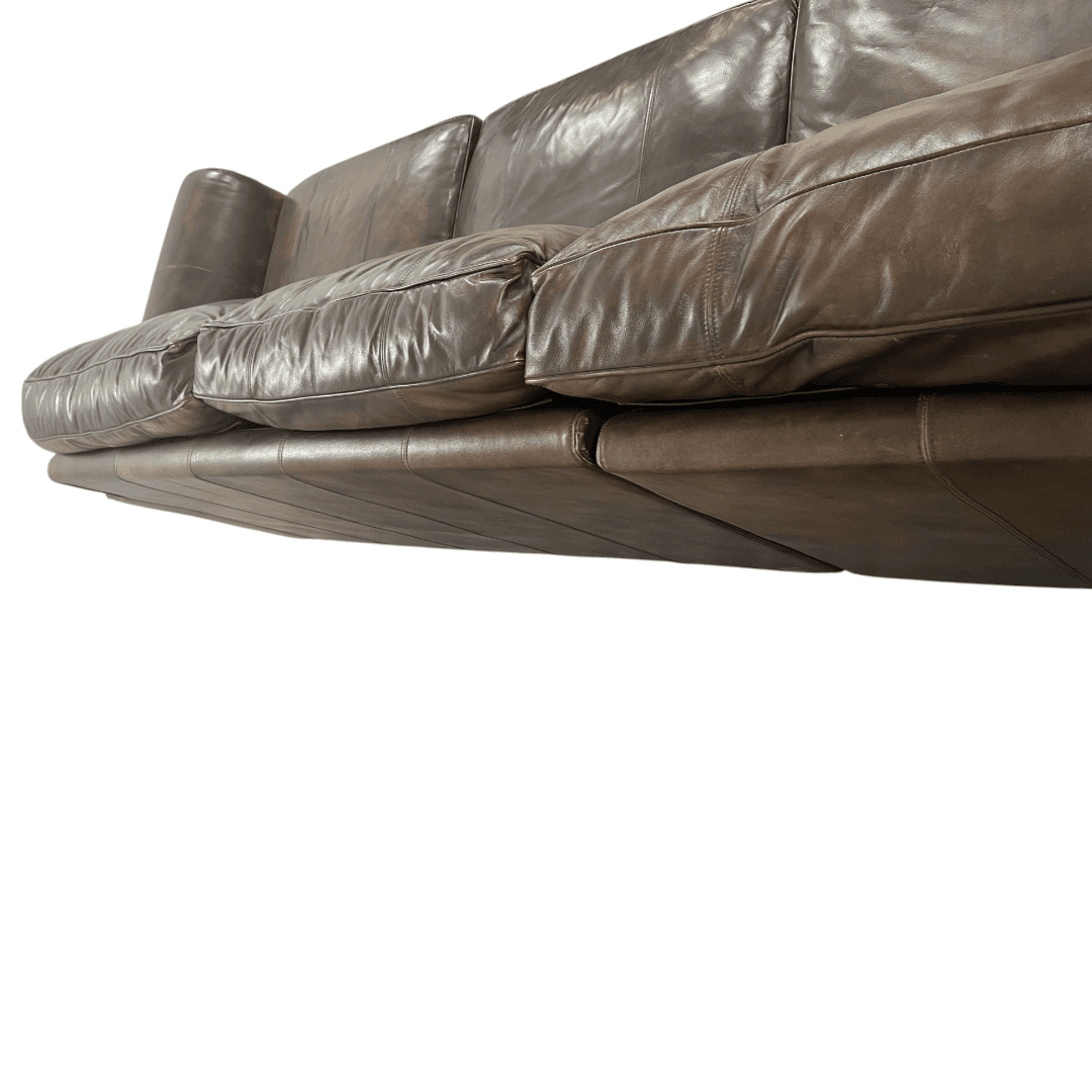 Raymour & Flanigan Dark Brown Leather Sectional Couch - Thumbnail 26