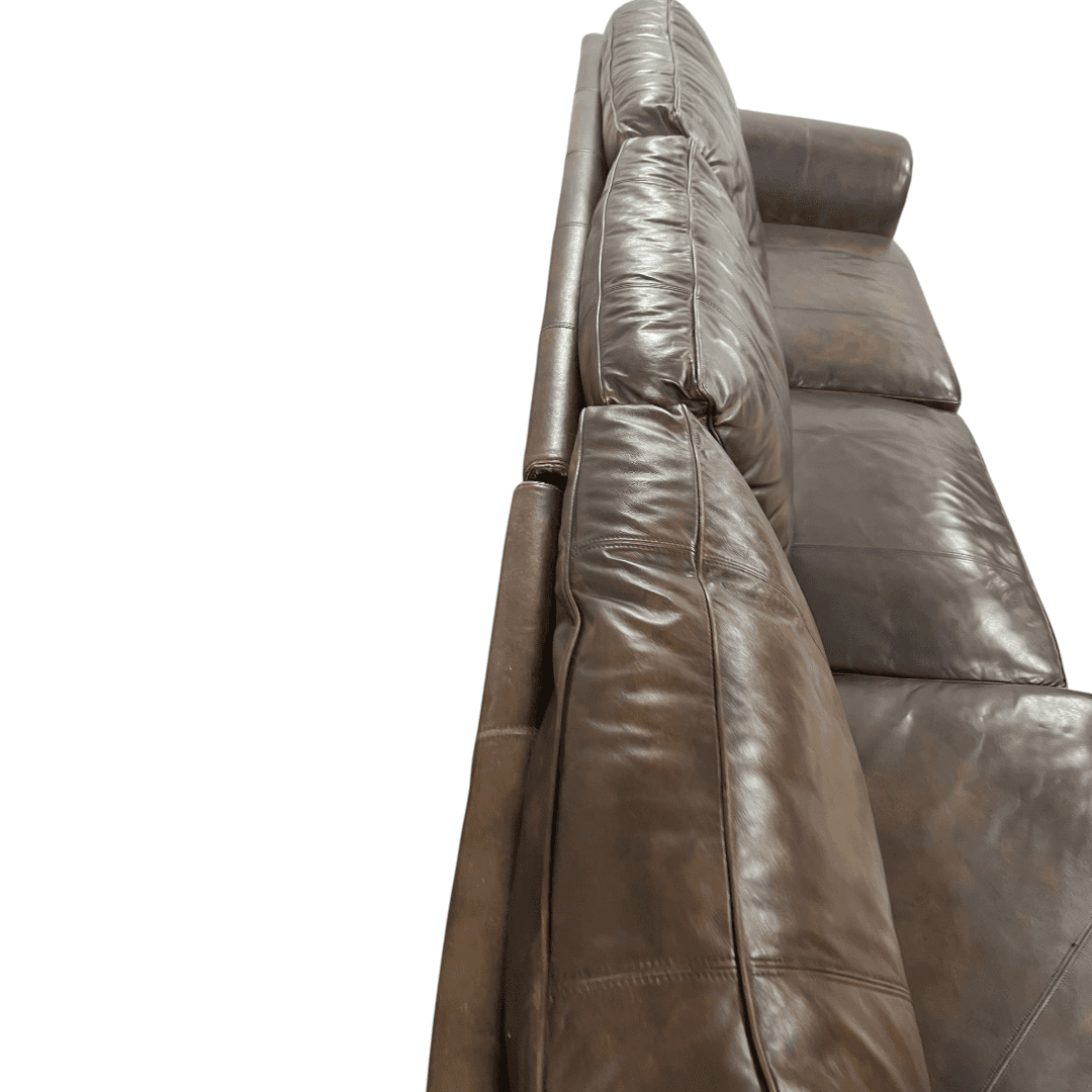 Raymour & Flanigan Dark Brown Leather Sectional Couch - Thumbnail 28