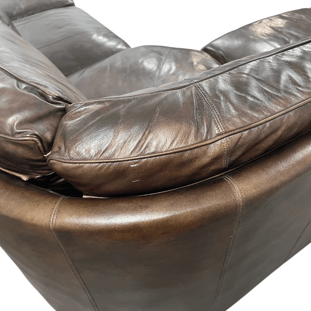 Raymour & Flanigan Dark Brown Leather Sectional Couch - Thumbnail 24