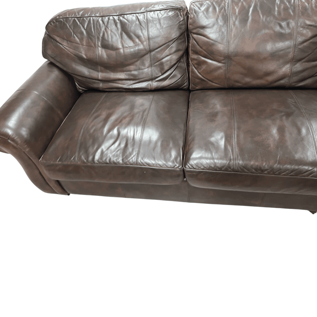 Raymour & Flanigan Dark Brown Leather Sectional Couch - Thumbnail 36