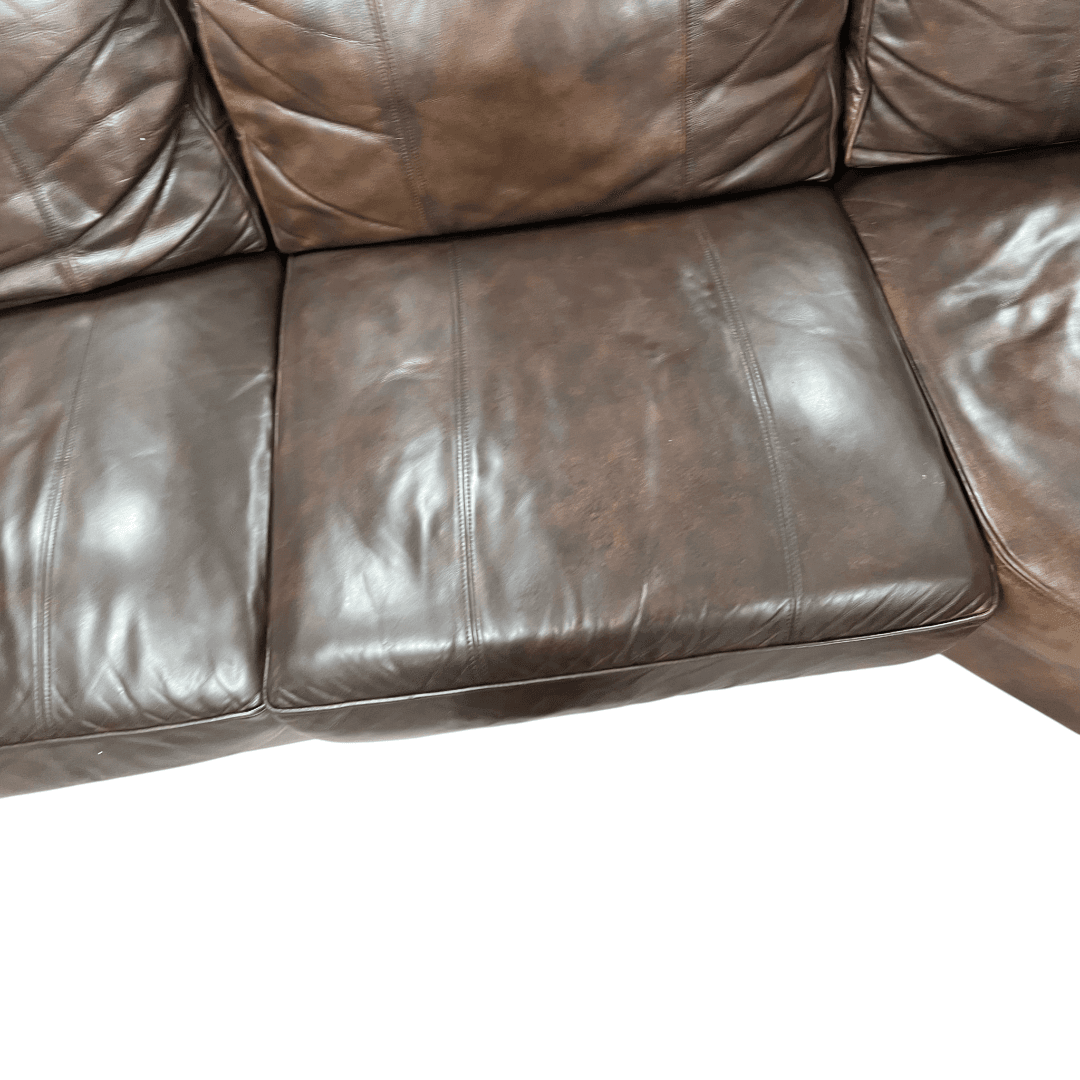 Raymour & Flanigan Dark Brown Leather Sectional Couch - Thumbnail 37