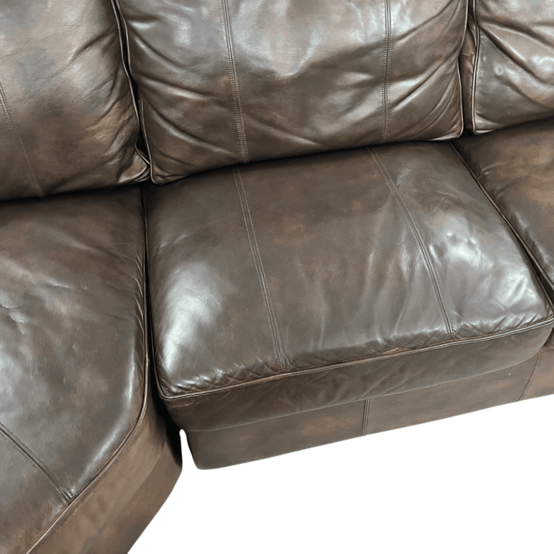 Raymour & Flanigan Dark Brown Leather Sectional Couch - Thumbnail 39