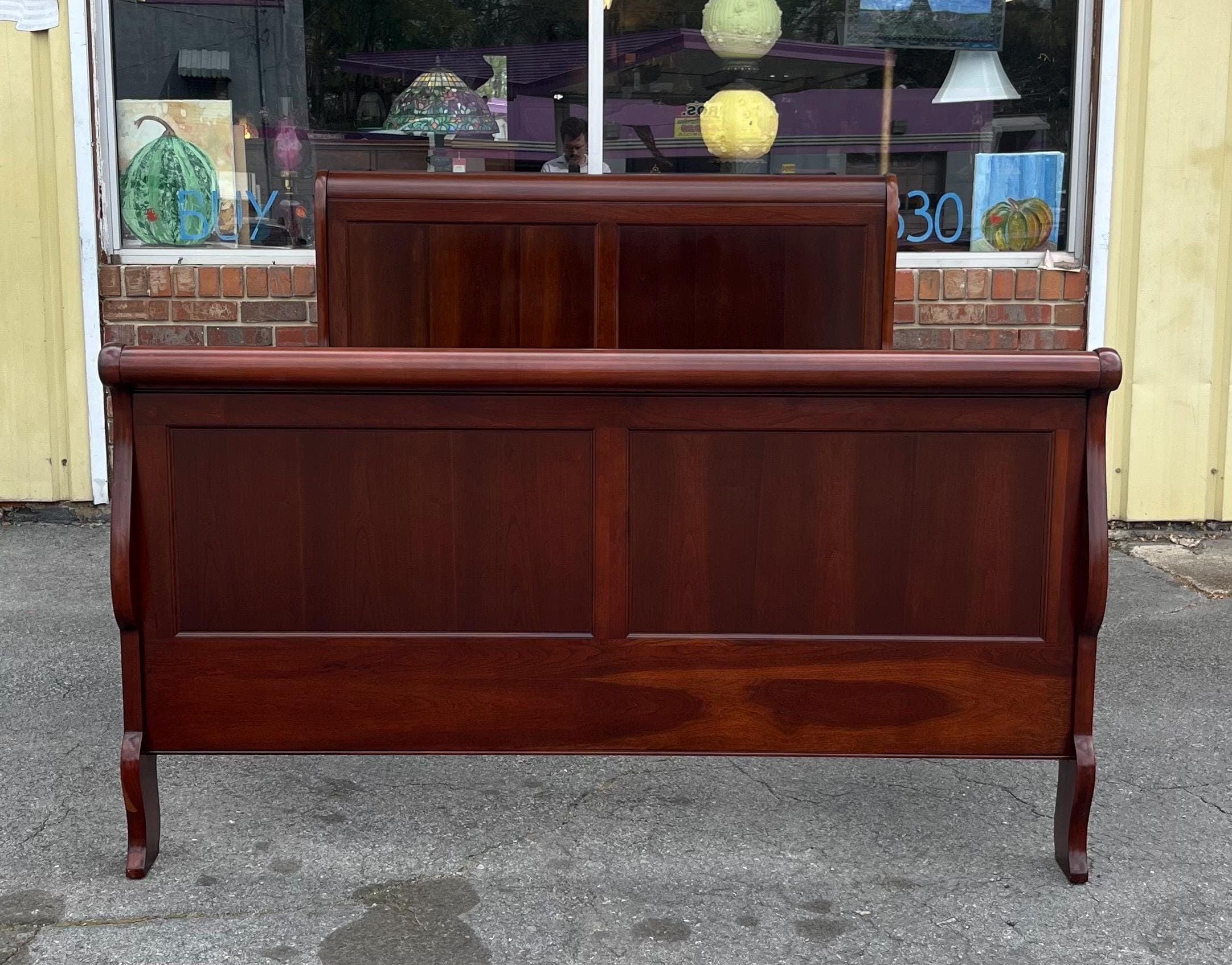 Vintage Pennsylvania House Solid Cherry Queen Sleigh Bed - Thumbnail 3