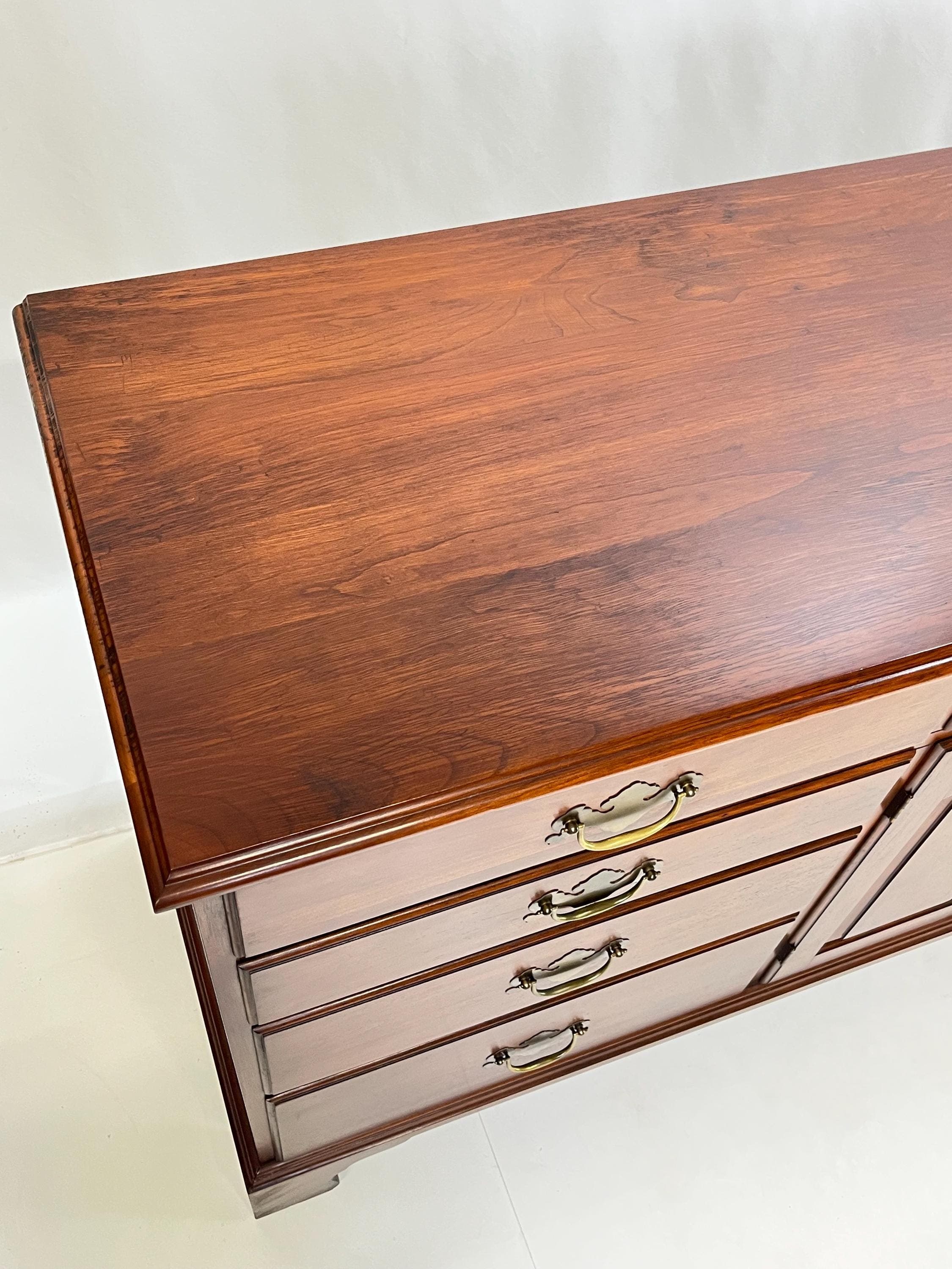 Henkel Harris Virginia Galleries Solid Wild Black Cherry Triple Dresser - Thumbnail 6