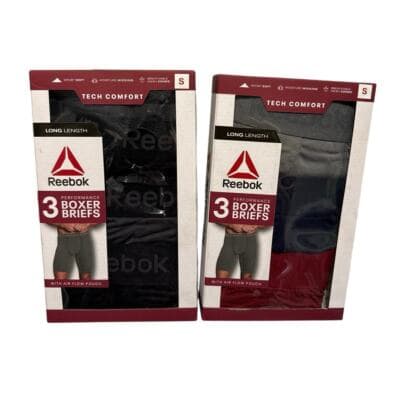 TWO PACKS SZ SMALL Reebok Men's Tech Comfort Long Length Boxer Brief Underwear S - Image 1