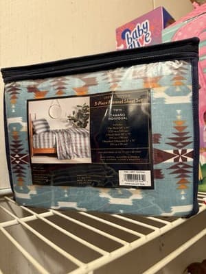 Pendleton Twin Flannel Sheet Set 3-Piece 100% Cotton Avra Valley Teal NEW - Thumbnail 2