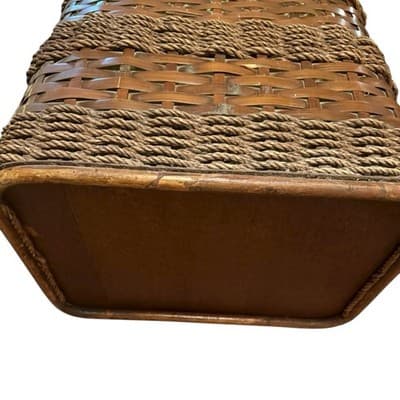 Vintage Wicker Laundry Basket Hamper Embrodiered Yellow Laundry • Beautiful - Thumbnail 8