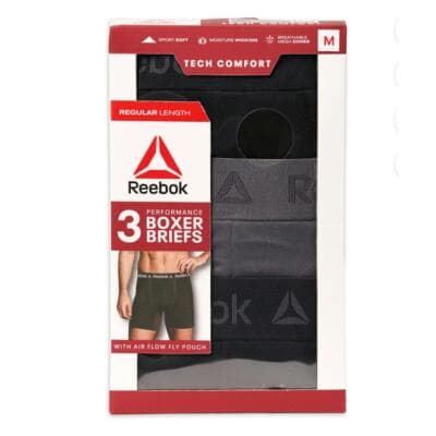 SMALL Reebok Men's Tech Comfort Sport Soft Boxer Brief, 3-Pack S - Thumbnail 2