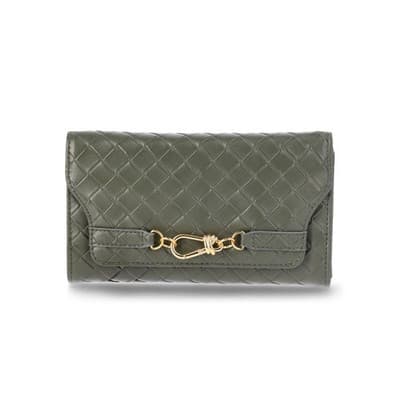 Time and Tru Women's Scarlet Envelope Wallet, Dark Olive - Thumbnail 2