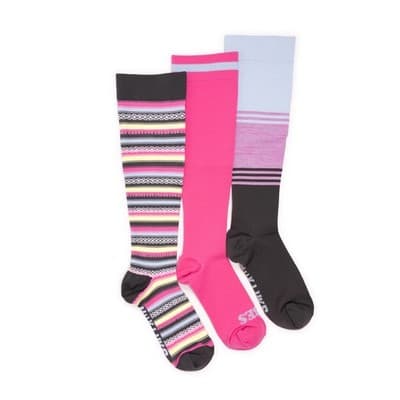 MUK LUKS Women's Regular Compression Nylon KneeHigh Socks, 3-Pack Shoe Size 6-10 - Image 1