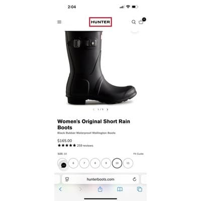 Hunter Women's 10 Original Short Rain Boots 10M - Thumbnail 8