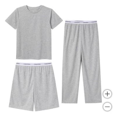 XS Calvin Klein Boys 3 Piece Sleep Set Grey COZY EXTRA SMALL ( 5/6 ) - Image 1