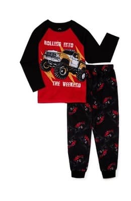 Wonder Nation Kids Boys Monster Trucks Glow In Dark Pajama Set Size M 8 NWT - Image 1