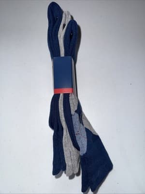 Chaps Men's Blue Gray Logo Classic Dress Crew Socks 3 Pairs Shoe Size 6-12.5 NEW - Thumbnail 3