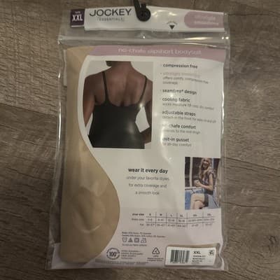 Jockey Essentials Women's XXL No-Chafe Slipshort Bodysuit BEIGE Smoothing - Thumbnail 2