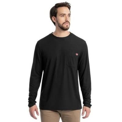Large Wrangler Workwear Men S Long Sleeve Performance Work Pocket T-Shirt - Image 1